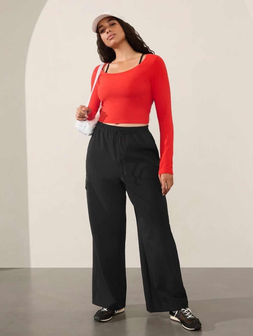ATHLETA | Promenade Wide Leg Cargo Pant Solid Black